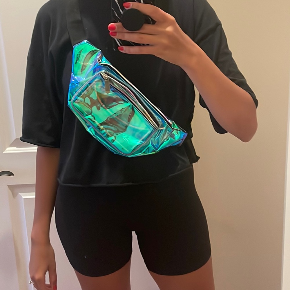 Blue Iridescent/Clear Fanny Pack - Perfect for Festivals!
